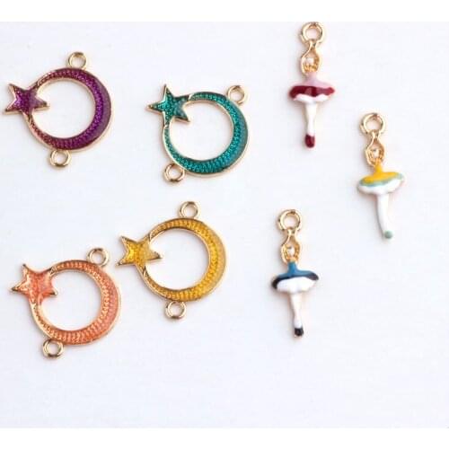 10pcs New Fashion Statement Moon Female Korean Jewelry For Women Pendant Moon Star Ballet Girl Pendant Diy Jewelry Accessories