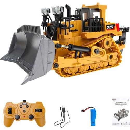 1031/1032 1:24 9CH Multifunctional RC Crawler Bulldozer With Light Electric Engineering Truck Heavy Excavator Toy Gifts For Kids