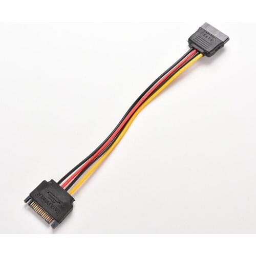 20cm 15 Pin SATA Male to Female 15 Pin 15P SATA Adapter Power Extension Cable Wire Cord 8 Inches 1pc