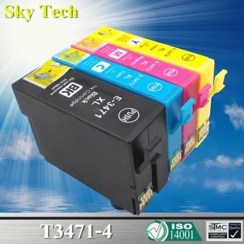 4X Quality Compatible Ink Cartridge For 34XL T3471 - T3474 , For Epson WorkForce Pro WF-3720DWF / 3725DWF
