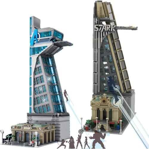 5883PCS 8 Floors Marvel Avengers Tower Tony Stark Tower Heroes Iron Man Thanos Captian Thor Building Block Brick Kid Gift Toy