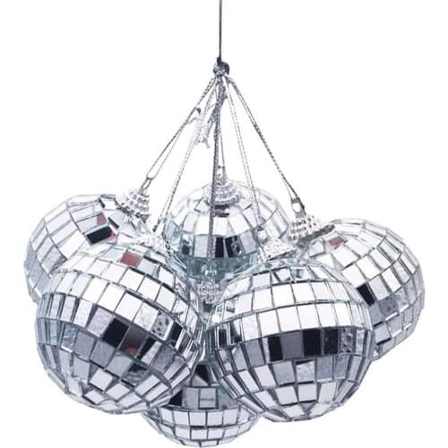 6Pcs Mirror Glass Disco Ball Ornament Christmas Tree Pendant Home Party Decor Mirror Disco Ball Pendant Decoration