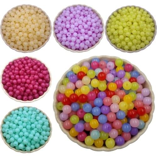 80Pcs 6mm Acrylic Spacer Beads Round Loose Beads For Jewelry Making Necklace Bracelet Earring Accessories