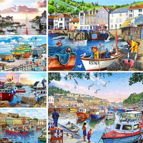 DIY 5D Diamond Painting Sailboat Cross Stitch Kit Full Square Drill Embroidery Mosaic Art Picture of Rhinestones Home Decoration