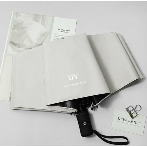 Automatic UV umbrella three fold thickened black glue sun uv screen Manual umbrella White umbrella women parasol uv paraguas