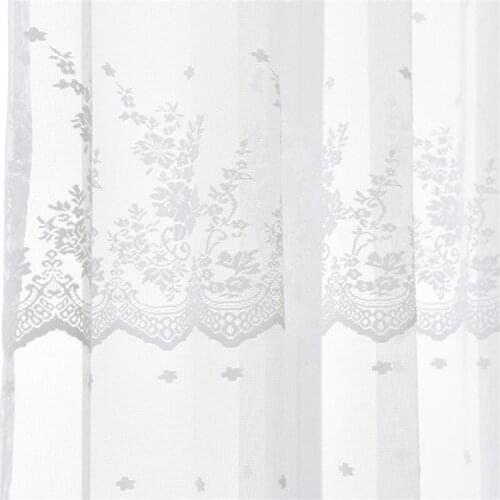 White lace floral tulle Curtains for living room bedroom window European kitchen curtain tulle
