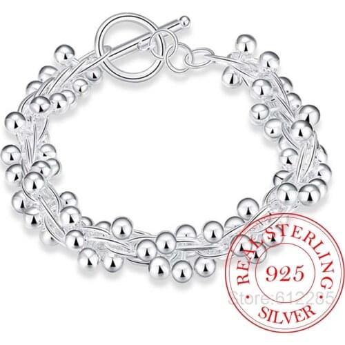 925 Sterling Silver Fashion luxury ball Round Charm Bracelet For Women Bangles Chain Wedding Lucky Jewelry Gift