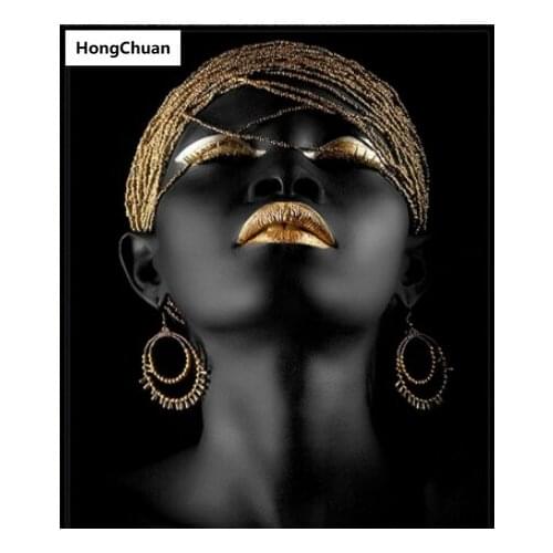 Fast delivery 5D square/round diamond embroidery African woman abstract art mosaic cross diamond painting decorative mural gift