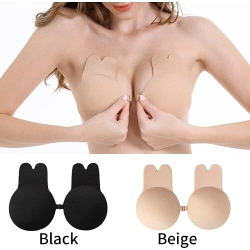 Women Push Up Bras For Self Adhesive Silicone Strapless Invisible Bra Reusable Sticky Breast Lift Up Tape Kawaii Rabbit Bra Pads