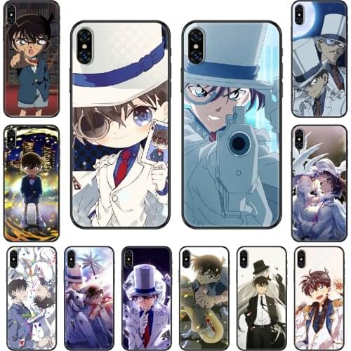 Cartoon Detective Conan Jimmy Kudo Phone case For iphone 4 4s 5 5S SE 5C 6 6S 7 8 plus X XS XR 11 PRO MAX 2020 black luxury