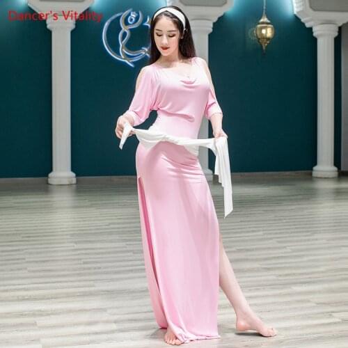 Belly Dance Dress Modal V-Neck Split Long Skirt Practice Clothes Female Adult Elegant Milk Shreds Performance Clothing