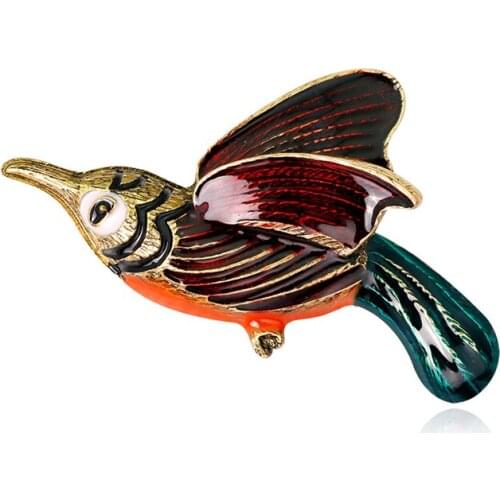OneckOha Enameled Red Swallow Brooches Zinc Alloy Animal Bird Pin Womens Garment Acceesories