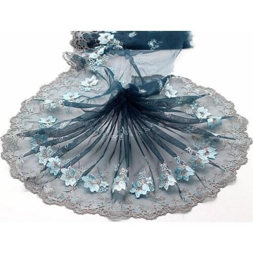 2y/lot Exquisite Embroidered Lace Trim, Blue Lace Fabric ,Quality Lace Ribbon , DIY Craft&Sewing Dress Clothing Accessor