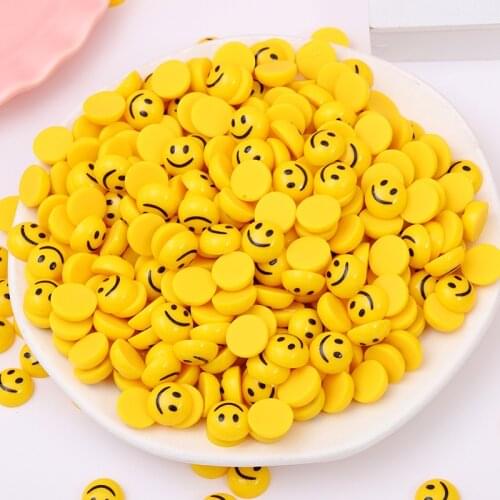 WhatIlife Hot Selling 10Pcs/Lot Yellow Smiley Face Resin Flatback Cabochons Scrapbooking DIY Embellishment Decoration Accessorie