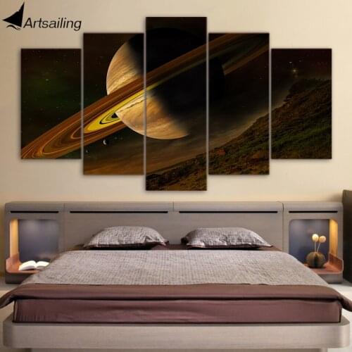 HD Printed 5 Piece Canvas Art Science Space Fantasy Planet Canvas Painting Wall Pictures for Living Room Free Shipping ny-7452C
