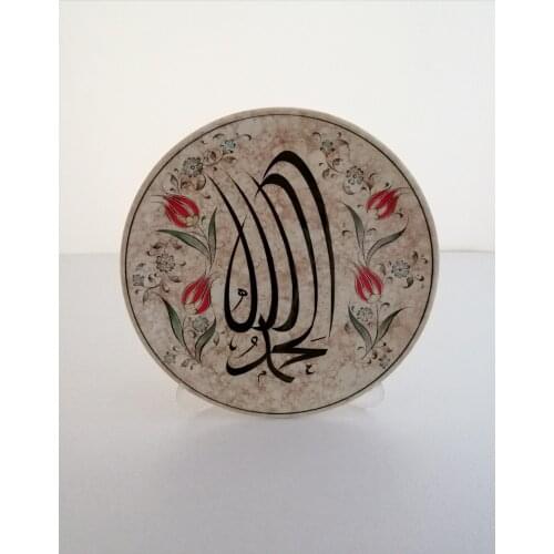 Classic pattern embroidered ceramic plate 25cm-9,8in plates trays decorative plate yoga marble tray ceramic bowl decorative tray