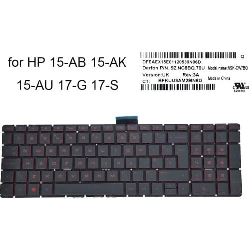 UK backlit keyboard For HP pavilion 15-AB 15-AS 15-AU 15-AK 15-AW 17-G Envy 17-S GB British computer keyboards New 9Z.NC8BQ.70U