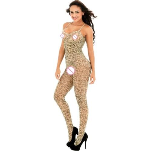 New Style Female Leopard Transparent Sexy Lingerie Hot sell Charm erotic sexy pantyhose Womens Spaghetti Strap underwear W6123