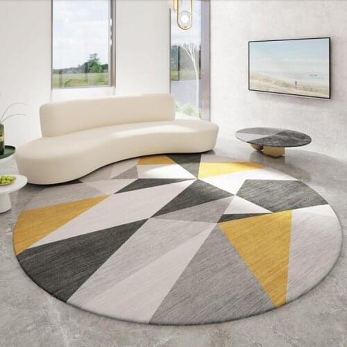 Nordic Geometric Round Carpet and Rug Living Room Sofa Table Area Rugs Bedroom Bedside Non-Slip Floor Mats Chair Rug Tapis