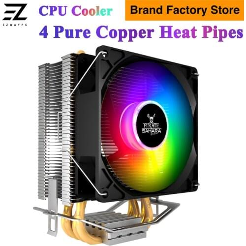 SAHARA CPU Cooler Fan 120mm Fan 4PIN Radiator Fan LED For Intel LGA 775 1155 1156 1150 1151 1200 1366 AMD AM4 CPU Cooling Fan