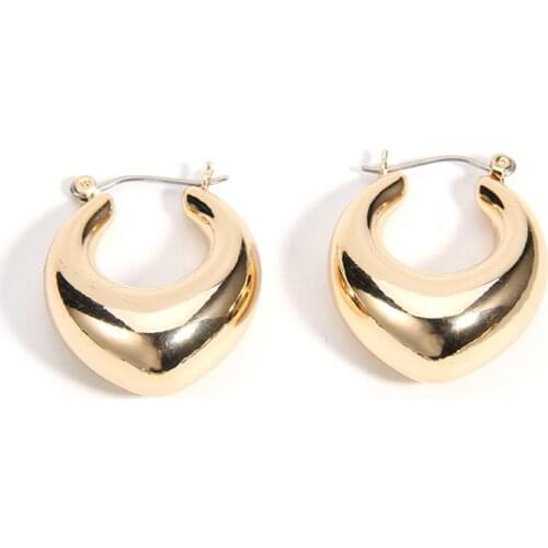 Fashion Gold Color Chunky Hoop Earrings For Women Party Jewelry Oval Water Drop Geometric Female Ear Loop Circle Earrings