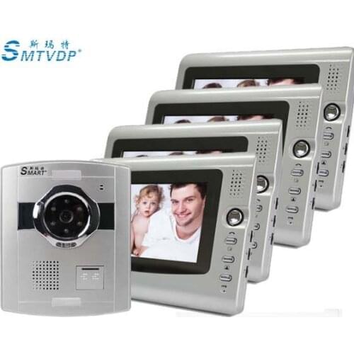 New Arrival 7"color wired video door phone/doorphone / intercom system, HD waterproof camera 1 camera + 4 monitors