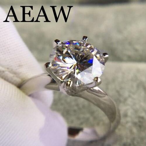 14K White Gold Plated Silver 3.0ct 9mm Round Cut G Moissanite Engagement Ring Anniversary Ring Moissanite Ring For Women