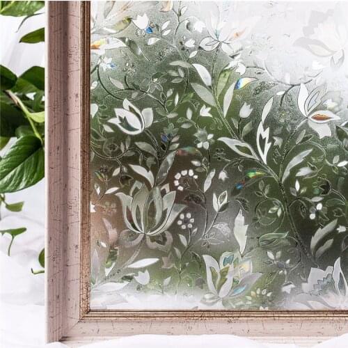 3D Tulip Laser Effect Window Films Privacy Decorative Film Opaque Anti-UV Non-Adhesive Static Cling Glass Sticker for Home