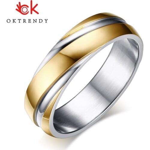 Oktrendy Simple Wedding Ring for Women Men Stainless Steel Black Rose Gold Color Wholesale