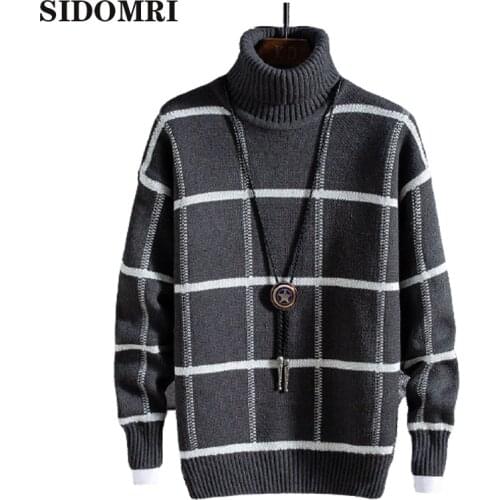Autumn/Winter mens sweater loose-fitting autumn jacket knit bottom shirt Pullover Men Cashmere fashion turtleneck thick sweater