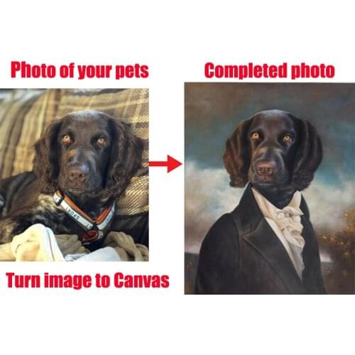 Personalized gifts Dogs Portrait Pets Cat oil paintings transfer picture to canvas or turn picture to hand-painted high quality