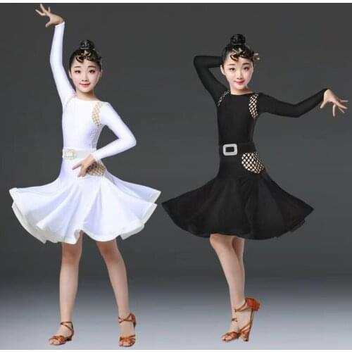 2019 Girls Latin Dresses For Dancing Ballroom Dance Dress Rumba Samba Velvet Children Samba Cha Cha Tango Skirt Standard Salsa