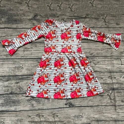Thanksgiving day style long sleeve pumpkin pattern stripe dress