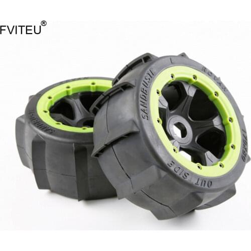 FVITEU Complete Rubber Rear Sand Wheel Tire set Fit 1/5 HPI Baja 5B Rovan King Motor