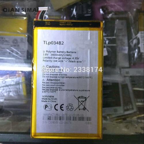 QiAN SiMAi 1pcs 100% high quality TLp034B2 3400mAh Battery For Alcatel One Touch Onetouch Hero N3 TCL Y910 Y910T +Tracking Code