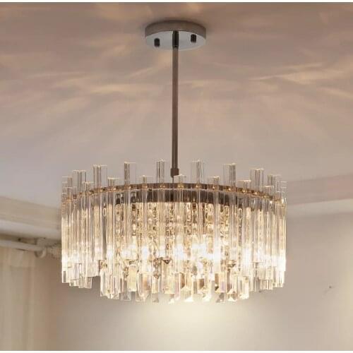 Modern Round LED Light Chandelier Luxury Clear Crystal Lampshade Lamp For Living Room Lighting Chandeliers Ceiling Fixtures