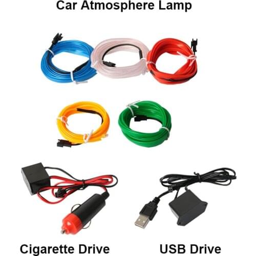 Hot Sale 5M Car Interior Lighting LED Strip Decoration Garland Wire Rope Tube Line Flexible Neon Light with USB Drive