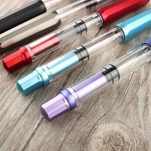 High quality Transparent Eyedropper Piston Metal Fountain Pen Large-Capacity F/EF Nib Ink Pen