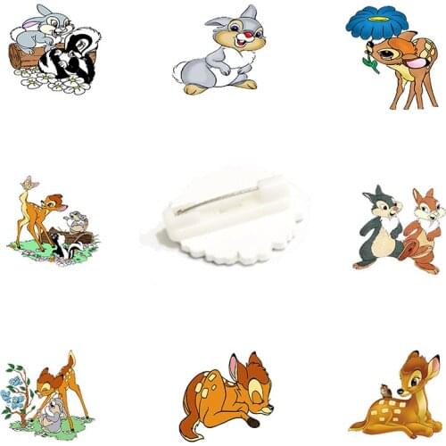 Disney Cartoon Animal Jewelry Bambi And Semp Animation Brooch Acrylic Enamel Brooch Brooch Shirt Bag Badge Childhood Gift