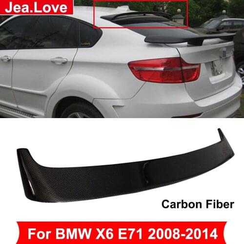 Real Carbon Fiber Rear Top Roof Spoiler Wing Tail Decoration For BMW X6 E71 2008-2014 Car Body Kit Tuning Part