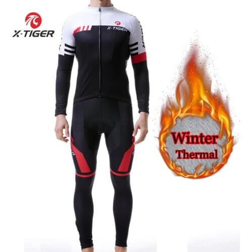 X-TIGER Winter Mens Cycling Clothing Long Sleeve Cycling Jersey Sets Pro Racing Uniforms Reflective Jacket Warm Sportswear 2019
