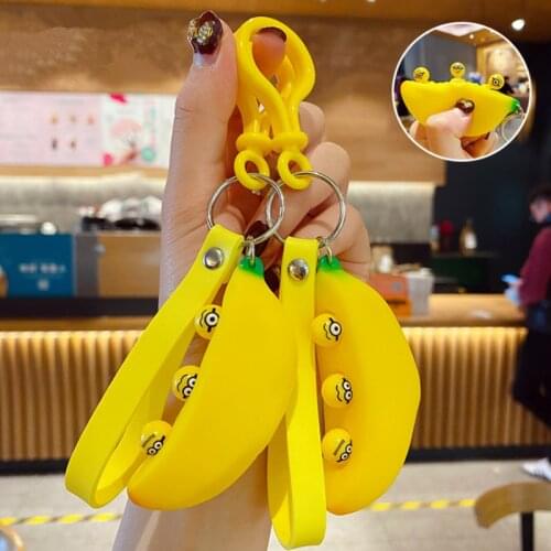 1pc Funny Pop It Banana Keychain Pendant Squeeze Toy Stress Relief Fidgets Novelty Gag Kid Toy Antistress Gift