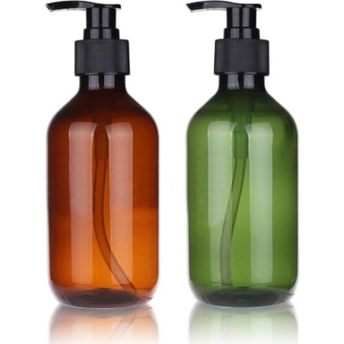 20pc 200ml Empty Shampoo Lotion Pump Green Brown Plastic Bottles With Dispenser Washing Container Liquid soap Shower Gel travel