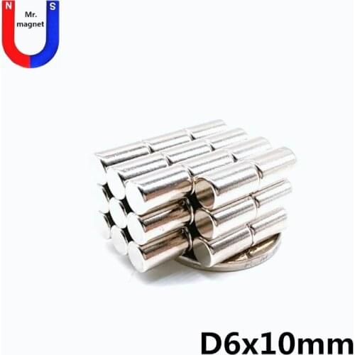 200pcs 6mm x 10mm Super Strong Round Disc Magnets 6*10 6x10 Rare Earth Neodymium Magnet N35 6mm*10mm