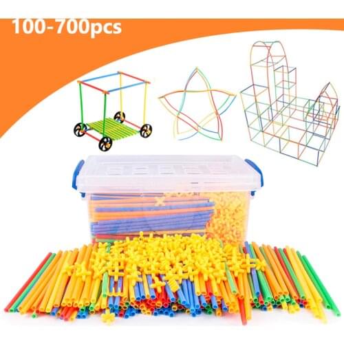 4D DIY Pipeline Tunnel Blocks Straw Building Blocks Stitching Inserted Construction Bricks Educational Toys for Children Gifts