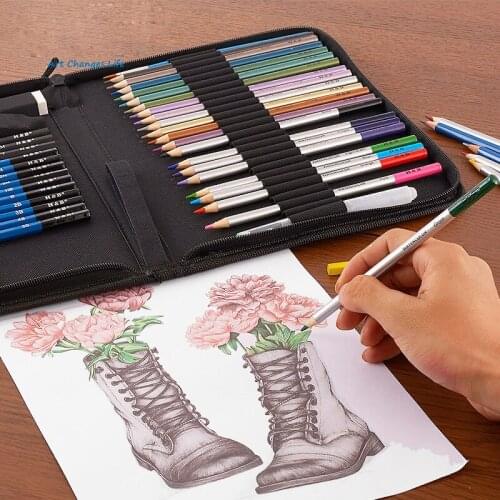 51pcs/Set Creative Art Stationery Set Simple Wooden Colored Pencils Sketch Painting Sets For Students Entertainment Supplies