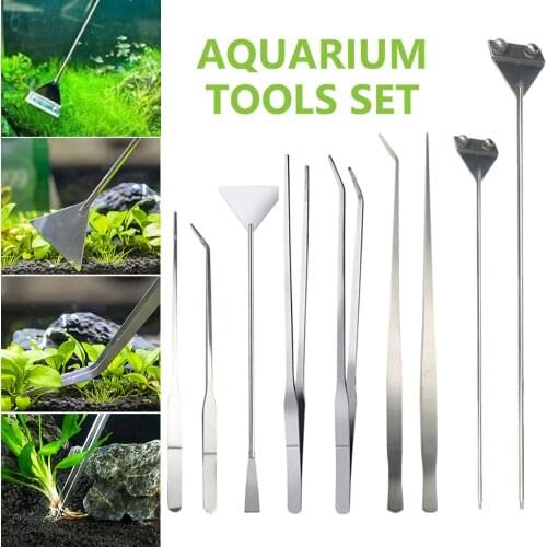 Aquarium Stainless Steel Fish Tank Algae Removal Scraper Blade Aquatic Plants Aquatic Cleaning Multifunctional Cleaning Tool Set