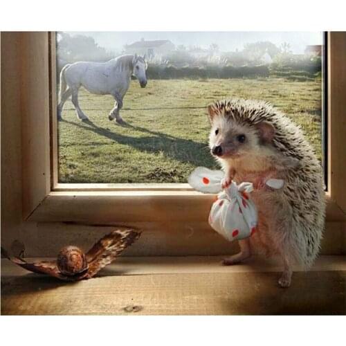 Full Square Drill Diamond Painting Cros Stitch Animal Diamond Mosaic Hedgehog Horse Picture of Rhinestone DIY Diamond Embroidery