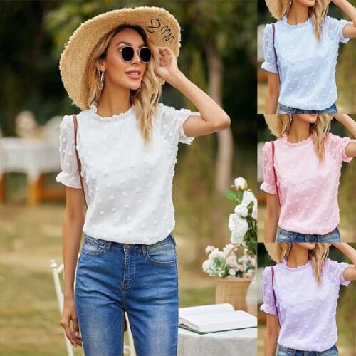 Europe and the United States the new summer 2021 h snow spins round collar short sleeve blouse