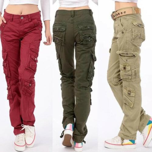 Womens Loose Pants Military Trousers Ladies Straight Multi-Pocket Baggy Cargo Delicate Comfortable Fashion Simplicity Casual